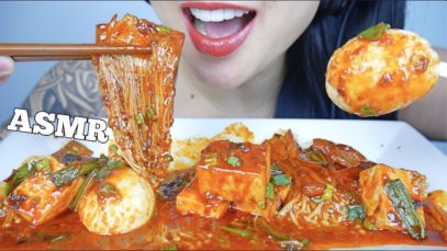 ASMR ENOKI MUSHROOM + EGGS + TOFU *SPICY KOREAN SAUCE (EATING SOUNDS) NO TALKING | SAS-ASMR