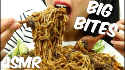 ASMR *EPIC BIG BITES* Real Korean Blackbean Noodles (STICKY EATING SOUNDS) NO TALKING | SAS-ASMR