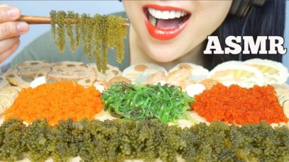 ASMR EXTREME CRUNCH TOBIKO EGGS + SEAGRAPES + SEAWEED SALAD JAPANESE CRACKER (NO TALKING) | SAS-ASMR