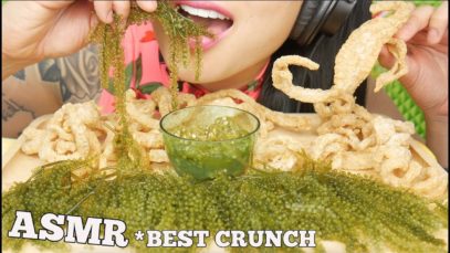 ASMR EXTREME SATISFYING CRUNCH *SEAGRAPES + PORK RINDS  (EATING SOUNDS) NO TALKING | SAS-ASMR