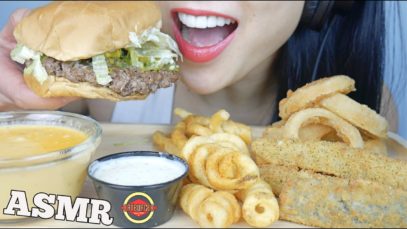 ASMR FatBurger FRIED PICKLES + ONION RINGS + CHEESE SAUCE (EATING SOUNDS) NO TALKING | SAS-ASMR