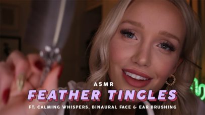 ASMR FEATHER TINGLES! | whispers, face + ear brushing, personal attention, sleep hypnosis…