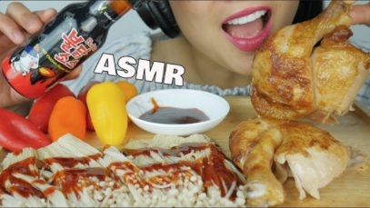 ASMR FIRE SAUCE + ROTISSERIE CHICKEN (EATING SOUNDS) NO TALKING | SAS-ASMR