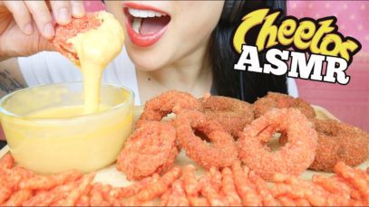 ASMR FLAMING HOT CHEETOS ONION RINGS + CHEESE SAUCE (EATING SOUNDS) NO TALKING | SAS-ASMR