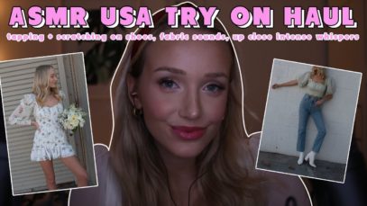 ASMR Florida Try On Haul | tapping + scratching on shoes, fabric, up close whispers, jewelry tingles