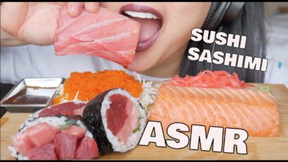 ASMR *FRESH SUSHI Sashimi + GIANT MIXED Tuna Roll (EATING SOUNDS) NO TALKING | SAS-ASMR