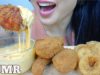 ASMR FRIED CHICKEN ONION RINGS CHEESE SAUCE FIRE SAUCE (CRUNCHY EATING SOUNDS) NO TALKING | SAS-ASMR