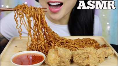 ASMR FRIED CHICKEN + SPICY NOODLES (EATING SOUNDS) NO TALKING | SAS-ASMR