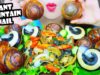 ASMR FRIED GIANT MOUNTAIN SNAIL WITH PERILLA LEAVES , EATING SOUNDS | LINH-ASMR