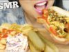 ASMR FULLY LOADED HOT DOG + CHIPS + FRIES + PICKLES (EATING SOUNDS) NO TALKING | SAS-ASMR