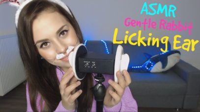 ASMR | Gentle rabbit licking ear ? | Нежный кролик лижет ушки ? | ASMR HoneyGirl