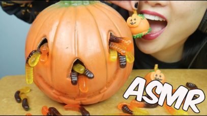 ASMR GIANT CHOCOLATE PUMPKIN + GUMMY WORMS (Eating Sounds) NO TALKING | SAS-ASMR