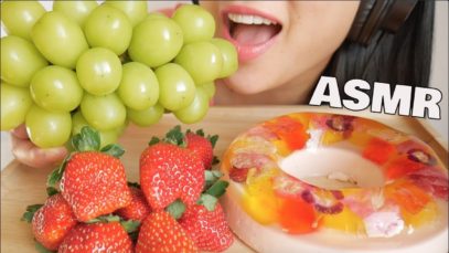 ASMR GIANT DONUT JELLY CAKE + MUSCAT GRAPES + STRAWBERRY (EATING SOUNDS) NO TALKING | SAS-ASMR
