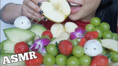 ASMR GIANT GRAPES + STRAWBERRY + FUJI APPLES + MELONS + MOCHI  (EATING SOUNDS) NO TALKING | SAS-ASMR