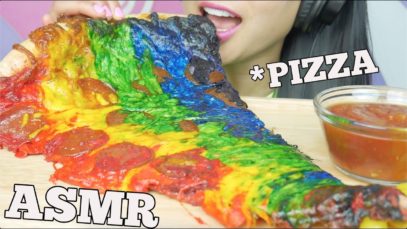 ASMR GIANT RAINBOW EXTRA CHEESY PIZZA (EATING SOUNDS) NO TALKING | SAS-ASMR