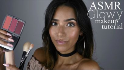 ASMR Glowy Makeup Tutorial (Tapping, Face Brushing, Cream…)