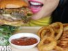 ASMR GOURMET FAST FOOD *CHEESE BURGER + ONION RINGS (EATING SOUNDS) NO TALKING | SAS-ASMR