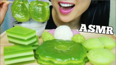 ASMR GREEN DESSERT LAYER CAKE + JELLO + SWEET STEAMED RICE CAKE (EATING SOUND) NO TALKING | SAS-ASMR
