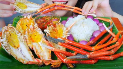 ASMR GRILLED RIVER PRAWN WITH RICE AND PICKLE MELONGENE ,EATING SOUNDS | LINH-ASMR