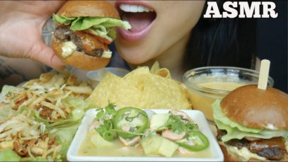 ASMR HAPPY HOUR *CEVICHE MINI BURGER LETTUCE WARP TRUFFLE FRIES (EATING SOUND) NO TALKING | SAS-ASMR
