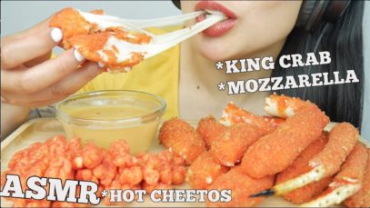 ASMR *HOT CHEETOS FRIED KING CRAB + MOZZARELLA STICKS (CRUNCHY EATING SOUNDS) NO TALKING | SAS-ASMR