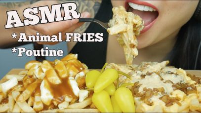 ASMR IN-N-OUT ANIMAL FRIES VS. POUTINE (EATING SOUNDS) NO TALKING | SAS-ASMR