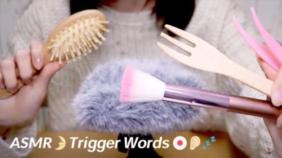 [ASMR] Japanese Trigger Words Whispering,  Fluffy Mic Touching / カ行のオノマトペを囁く