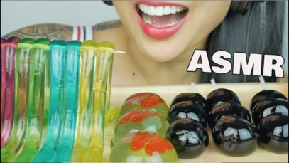 ASMR JELLO *KYOHO GRAPE + RAINBOW STRAW + KOI FISH RAINDROPS (EATING SOUNDS) NO TALKING | SAS-ASMR