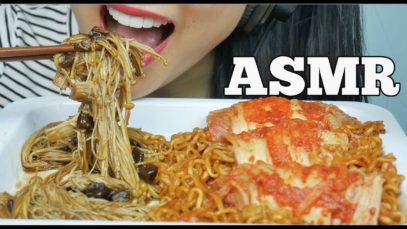 ASMR Kimchi + 4X Spicy Mala NOODLES + Enoki mushrooms (EXTREME EATING SOUNDS) NO TALKING | SAS-ASMR