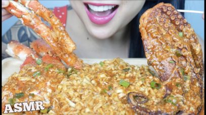 ASMR KING CRAB + OCTOPUS + SPICY KOREAN NOODLES (EATING SOUNDS) NO TALKING | SAS-ASMR