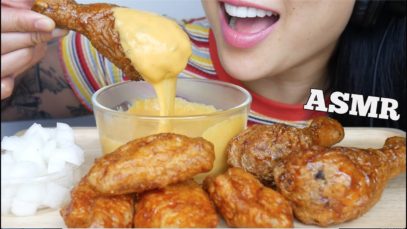ASMR KOREAN *BONCHON FRIED CHICKEN + CHEESE FONDUE (EATING SOUNDS) NO TALKING | SAS-ASMR
