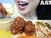 ASMR KOREAN FRIED CHICKEN + SPICY ENOKI MUSHROOM + CHEESE SAUCE (EATING SOUNDS) NO TALKING SAS-ASMR