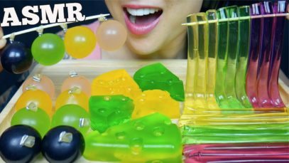 ASMR KYOHO GRAPE PEACH MANGO JELLY + NOODLE CHEESE JELLO (EATING SOUNDS) NO TALKING | SAS-ASMR
