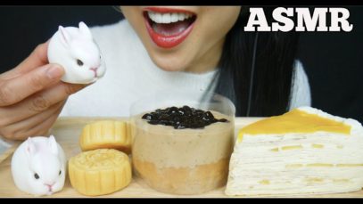 ASMR LAVA BUBBLE TEA CAKE + MANGO CREPE CAKE + MOONCAKE (SOFT EATING SOUND) NO TALKING | SAS-ASMR