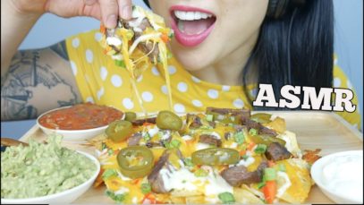 ASMR LOADED CHEESY STEAK NACHOS (CRUNCHY EATING SOUNDS) NO TALKING | SAS-ASMR