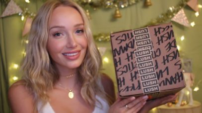 ASMR LUSH Christmas PR Unboxing! tracing, whispers, lid sounds, lotion…