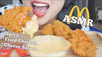 ASMR McDonalds Spicy CHEESY FRIED CHICKEN (SATISFYING CRUNCH EATING SOUNDS) | NO TALKING | SAS-ASMR