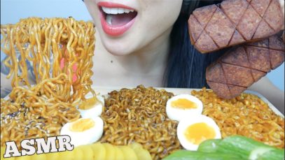 ASMR NOODLES (NUCLEAR FIRE 2X + SPICY BLACKBEAN + CHEESY CARBO) EATING SOUND | NO TALKING | SAS-ASMR