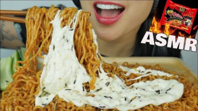 ASMR NUCLEAR X2 FIRE NOODLES + CHEESE (EATING SOUNDS) NO TALKING | SAS-ASMR