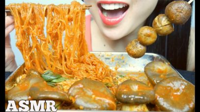ASMR OYSTER MUSHROOMS SPICY ENOKI MUSHROOMS CLEAR NOODLES (EATING SOUNDS) NO TALKING | SAS-ASMR