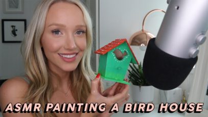 ASMR Painting A Bird House Part 2! (Brush Strokes & Wood Tapping Triggers) | GwenGwiz