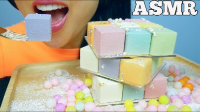 ASMR PASTEL RAINBOW RUBIK’S CAKE (EATING SOUNDS) NO TALKING | SASS-ASMR