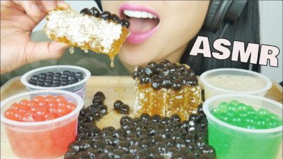 ASMR POPPING BOBA BLACK PEARLS HONEYCOMB POPULAR SWEETS (STICKY EATING SOUNDS) NO TALKING | SAS-ASMR