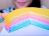 ASMR Rainbow Crepe Cake EATING SOUNDS No Talking | LINH-ASMR