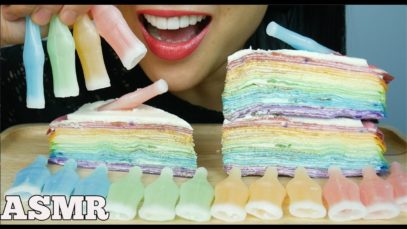 ASMR RAINBOW CREPE CAKE + Nik-L-Wax CANDY (EATING SOUNDS) NO TALKING | SAS-ASMR