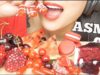 ASMR RED MACARON CHERRY CREPE CAKE WATERMELON LUK CHUP (EATING SOUNDS) NO TALKING | SAS-ASMR