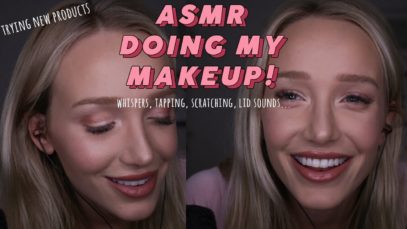 ASMR Relaxing Makeup Tutorial! GRWM | lid sounds, whispers, face brushing, tapping,  lip gloss