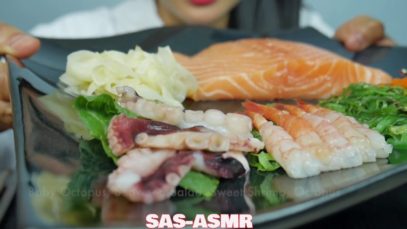 ASMR SALMON + SASHIMI SAMPLES (SAVAGE EXTREME EATING SOUNDS) NO TALKING | SAS-ASMR