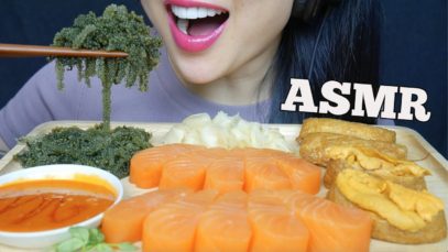 ASMR SALMON SASHIMI + SEAGRAPES + UNI INARI + MAYO FIRE SAUCE (EATING SOUNDS) NO TALKING | SAS-ASMR
