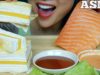 ASMR SALMON SASHIMI SLAB FIRE SAUCE SPICY MAYO MANGO CREPE CAKE (EATING SOUND) NO TALKING | SAS-ASMR